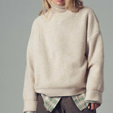Relaxed Waffle Knit High Neck Sweater