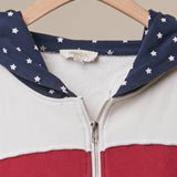United States Patch work Oversized Zip Hoodie