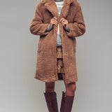 Cozy Longline Notched Lapel Teddy Coat