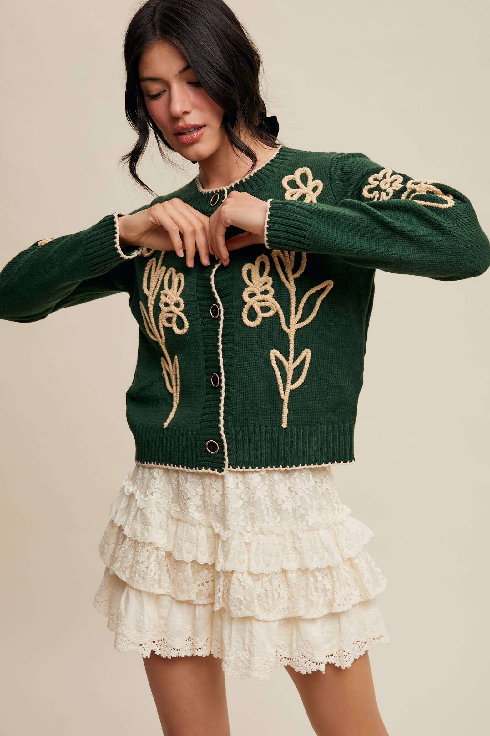 Embroidered Floral Knit Cardigan