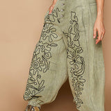 Floral Embroidered Twill Pants