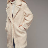 Cozy Longline Notched Lapel Teddy Coat