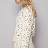 Round Neck Open Knitted Crochet Sweater