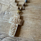Carved Bone Cross Necklace