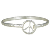 Textured Silver Peace Sign Bangle