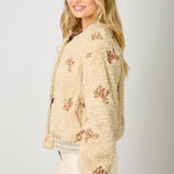 Embroidery Teddy Fur Jacket