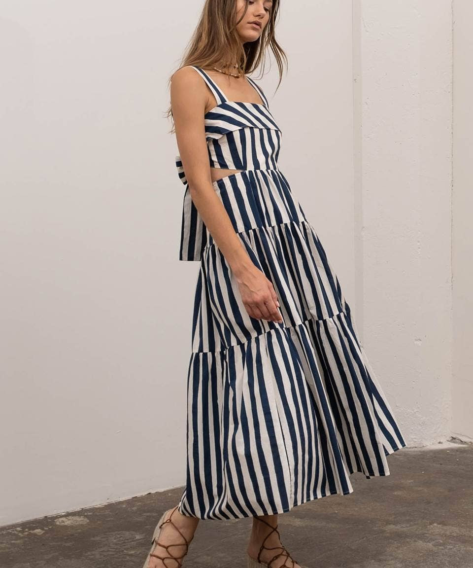Ruffled Striped Midi Dress