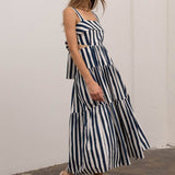 Ruffled Striped Midi Dress