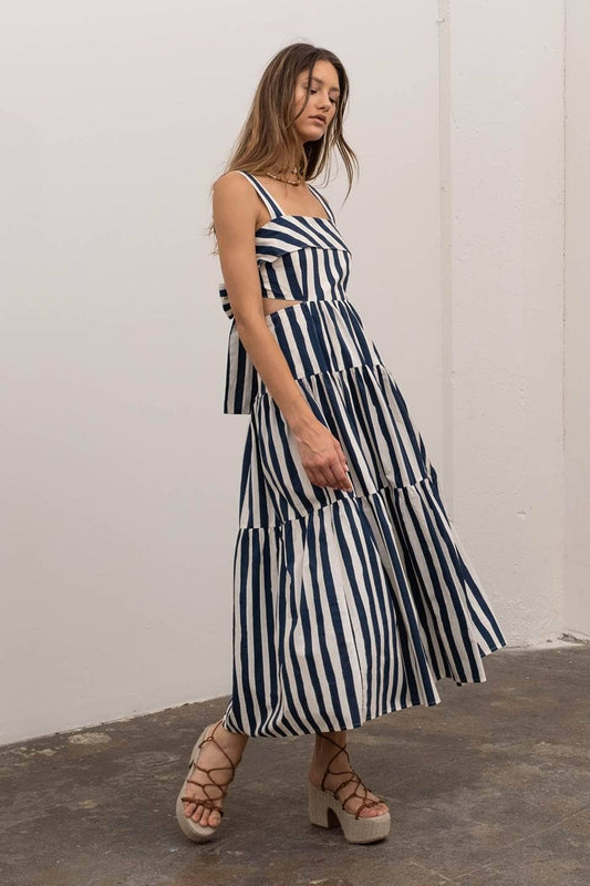 Ruffled Striped Midi Dress
