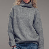 Relaxed Waffle Knit High Neck Sweater