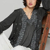 Floral Crochet Lace Detail Blouse