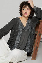 Floral Crochet Lace Detail Blouse