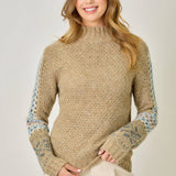 61313 Mock Neck Fair Isle Cuff Sweater