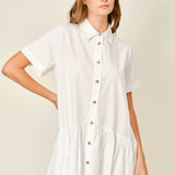 AJD5934 SHORT SLEEVE COTTON SHIRTS DRESS