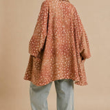 Cozy Fawn Print Oversized Cardigan Coat