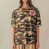 Camo Floral Patch Oversized Cotton Tee