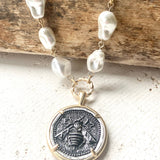 Vintage Bee Coin Necklace