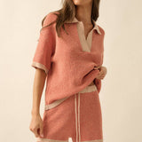Striped Knit Wide-Leg Drawstring Sweater Shorts