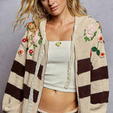 Thick Striped & Floral Zip-Up