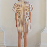Stripe Dolman-Sleeve Button-Front Mini Dress - RD1361