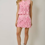 71099 Embroidered Eyelet Washed Skort
