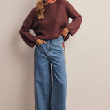 Floral Embroidered Wide Leg Jeans FP0026
