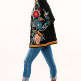Hermione French Terry Cardigan | Floral Embroidered Jacket