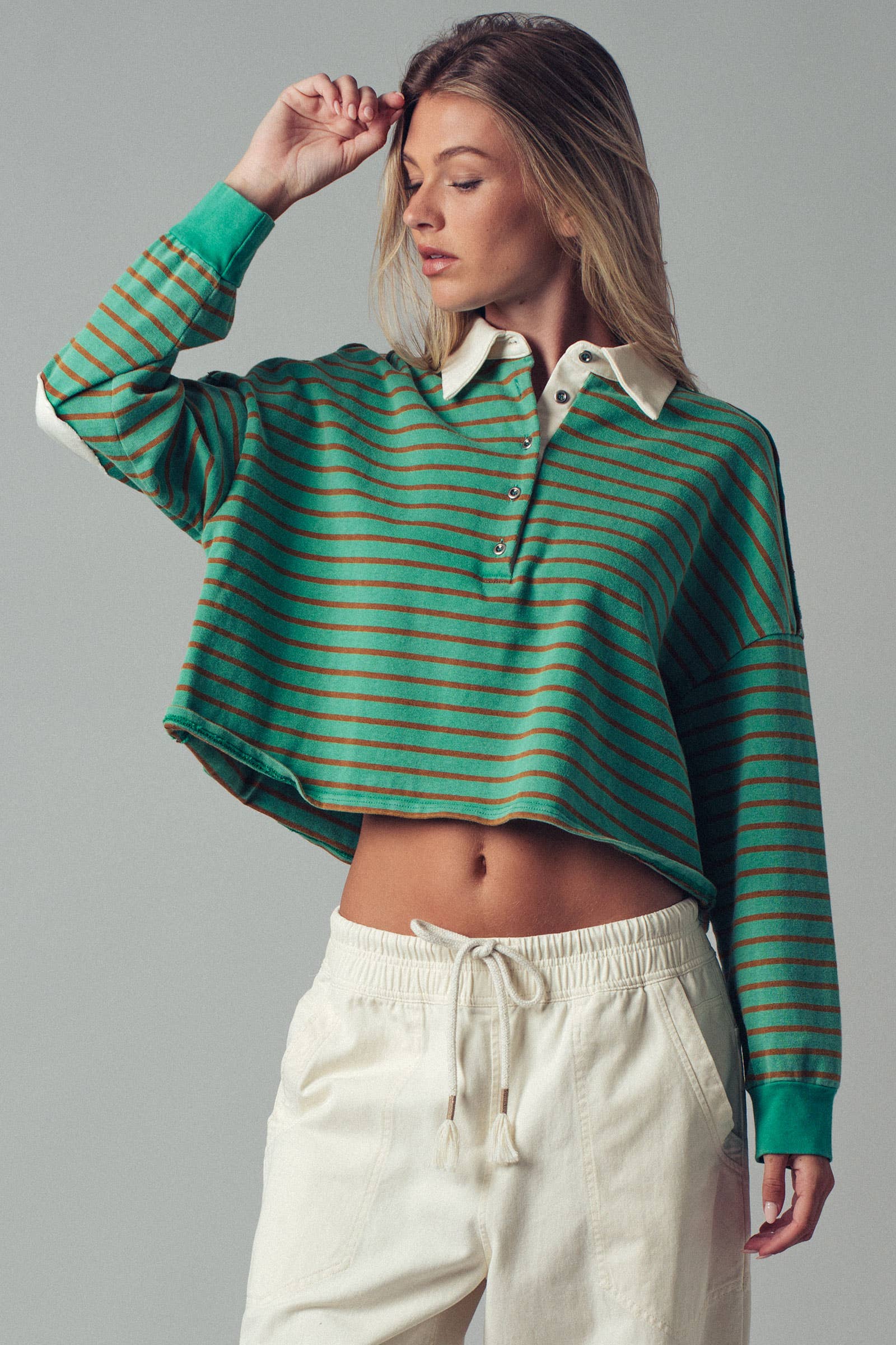 Playful Cropped Stripe Cotton Top