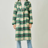 61234 Plaid Long Coat