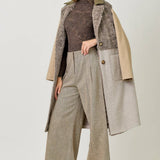 61307 Color Blocked Long Coat