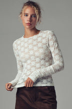 Romantic Floral Stretch Lace Layering Top