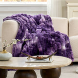CB Striped Faux Fur Warm Plush Throw Blanket, Tie-dye Color