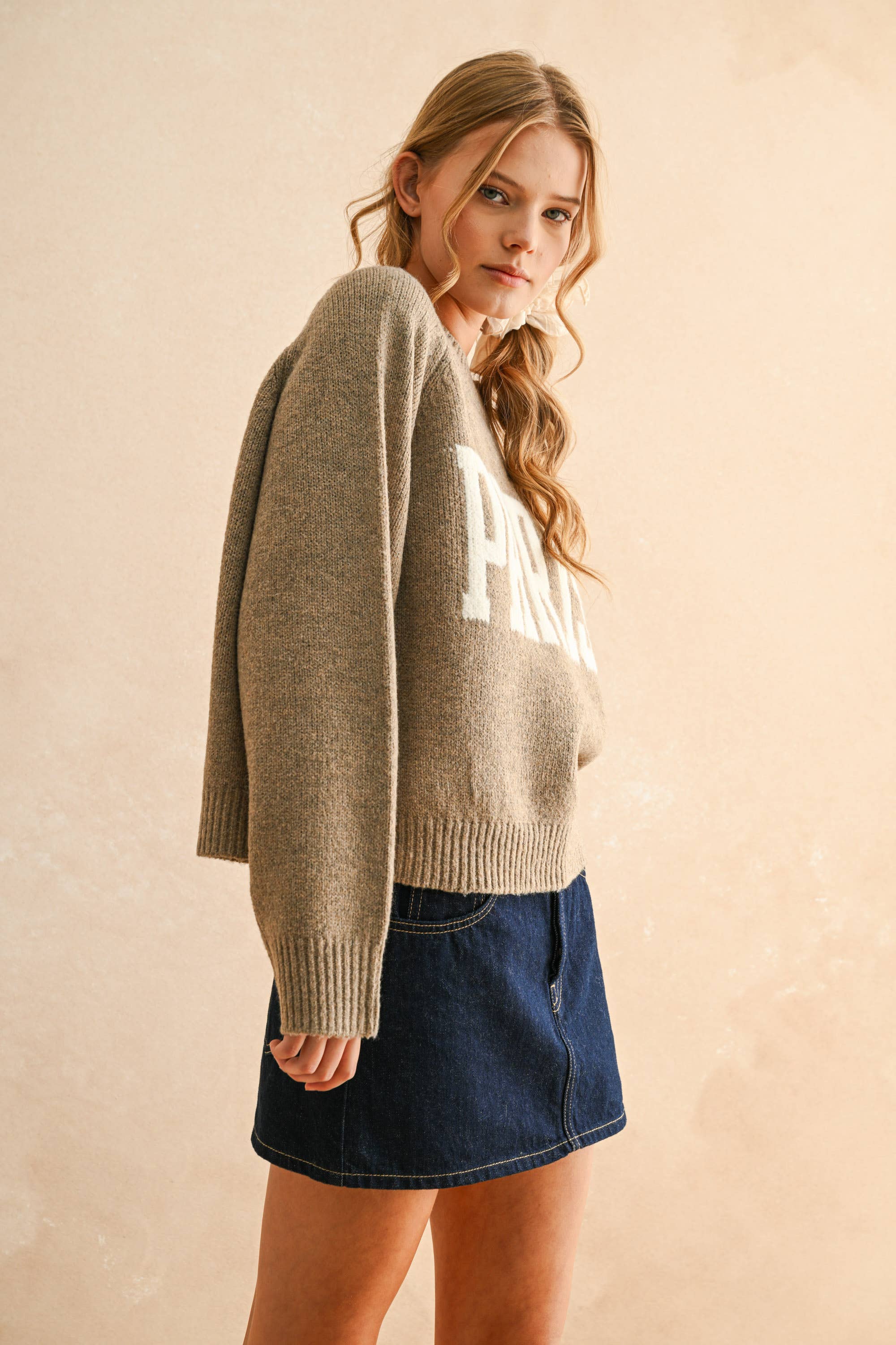"PARIS" Beige Sweater