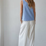 L8751 | Knit Cotton Scoop Neck Sleeveless Tank Top