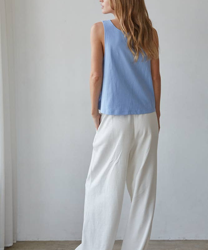L8751 | Knit Cotton Scoop Neck Sleeveless Tank Top