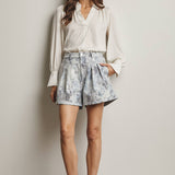 Lace Overlay Denim Shorts FP0009
