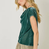 61197 Velvet Cowl Neck Top