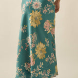 Textured Floral-Print Bias-Cut Maxi Skirt