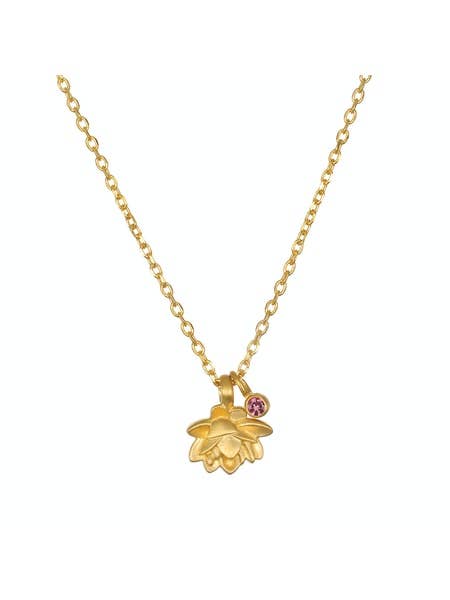 Lotus & Pink Tourmaline Necklace