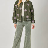 Embroidery Teddy Fur Jacket