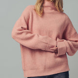 Relaxed Waffle Knit High Neck Sweater