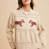 Dachschund Zip-Up Cardigan