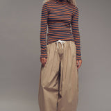 Striped Turtleneck Knit Top