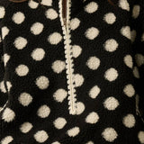 Polka Dot Fleece Crochet-Trim Half-Zip Pullover Jacket