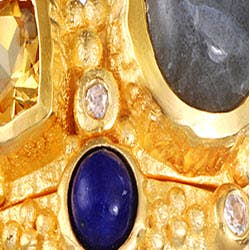 Citrine, Labradorite, Lapis, and White Topaz Cluster Ring
