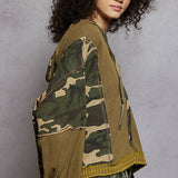 Floral Panel Knit Hoodie