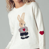 Bunny Motif Heart Sweater