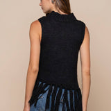mock neck fringe top