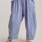 Striped Cotton Drawstring Harem Pants