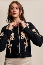 Embroidered Floral Knit Cardigan